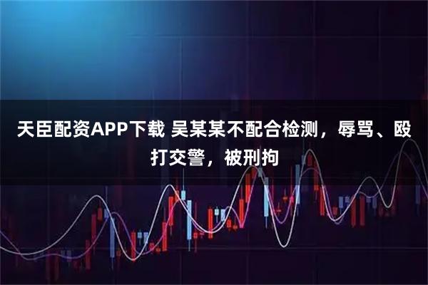 天臣配资APP下载 吴某某不配合检测，辱骂、殴打交警，被刑拘